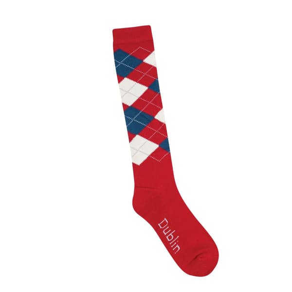 Dublin Unisex Argyle Socks Red/Navy/White One Size