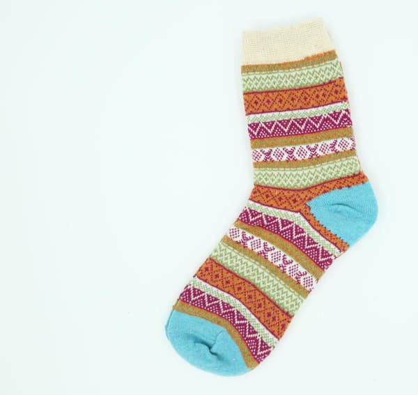 INF 5 par strikkede sokker i flotte farver og mønstre MultiColorStripe L