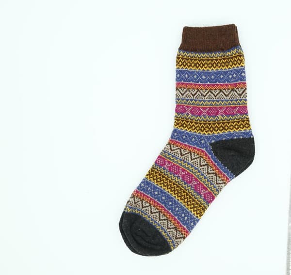 INF 5 par strikkede sokker i flotte farver og mønstre MultiColorStripe L
