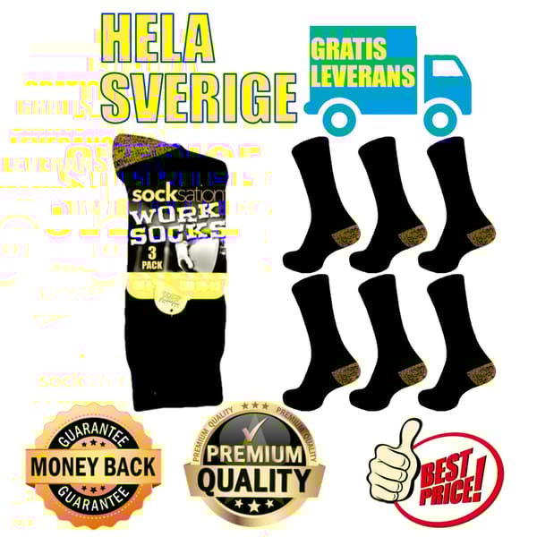 Työsukat 3 paria erittäin suojatulla kantapäällä.