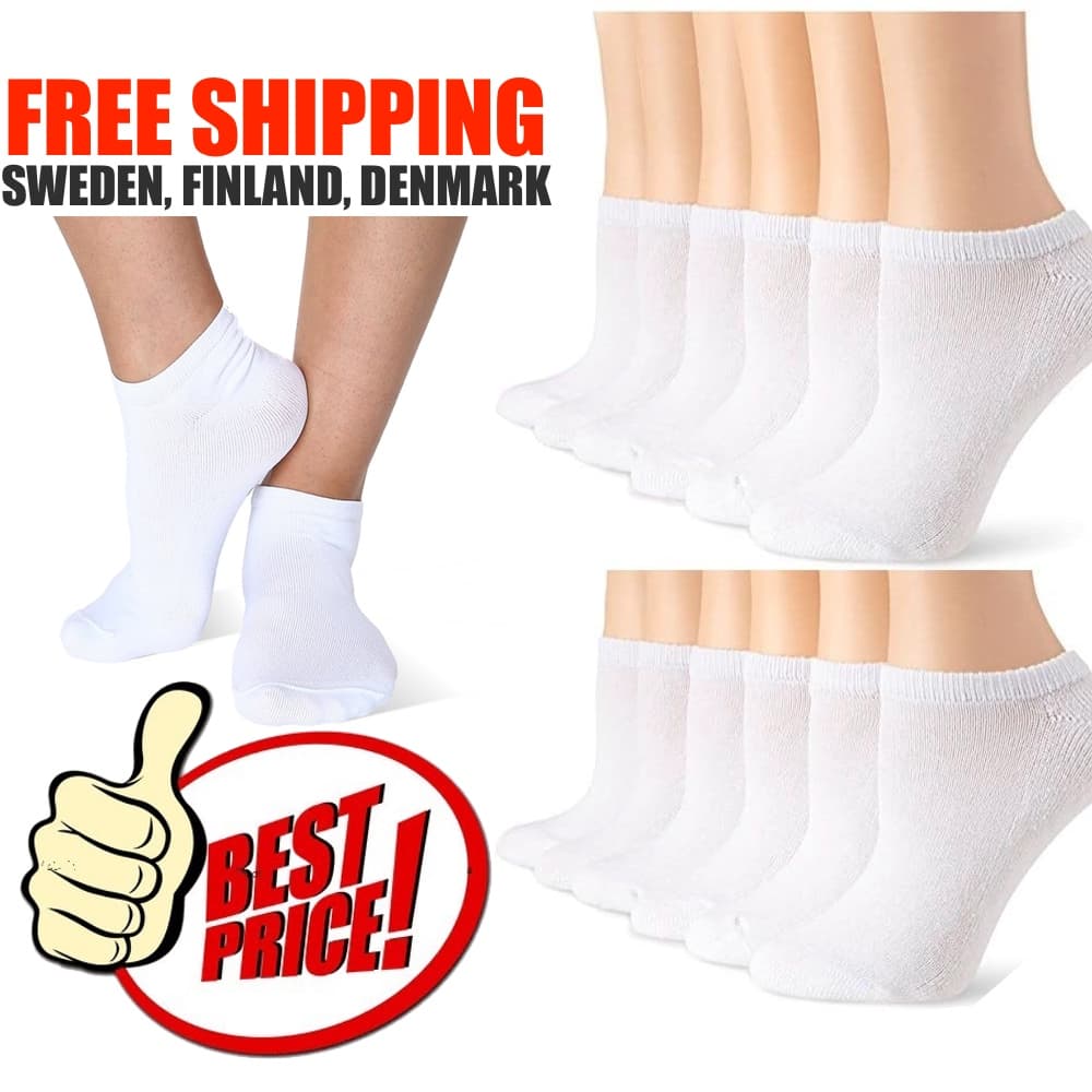 12 PAR ANKELSTRUMPOR FÖR TRÄNING, LÖPNING- VIT