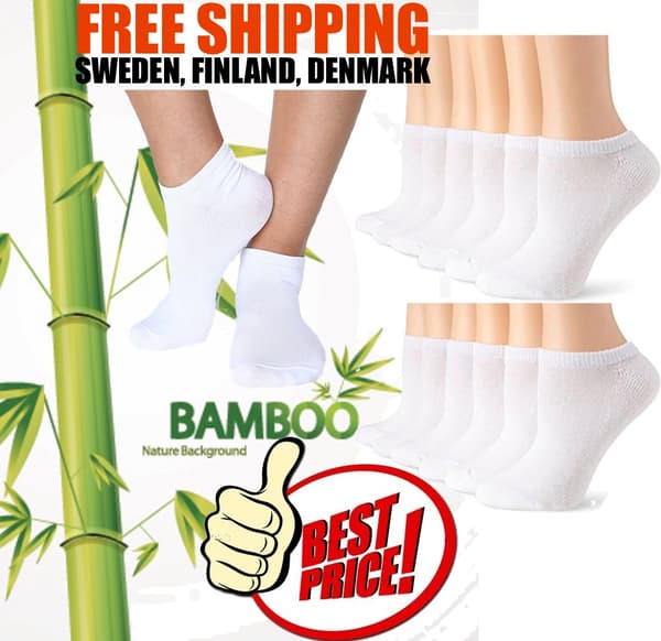 12 paria Bamboo Nilkkasukat harjoitteluun ja juoksuun- Valkoinen