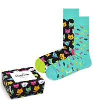 Happy Socks 2-pack Happy Socks Cat Gift Box Green Pattern