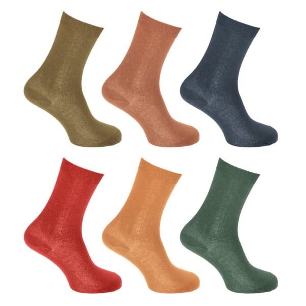 Dam/kvinna Thermal Viloft Non Elastic Boot Socks (Pack Of 6) Teal/Yellow/Red/Navy/Brown/Green 4-8 UK