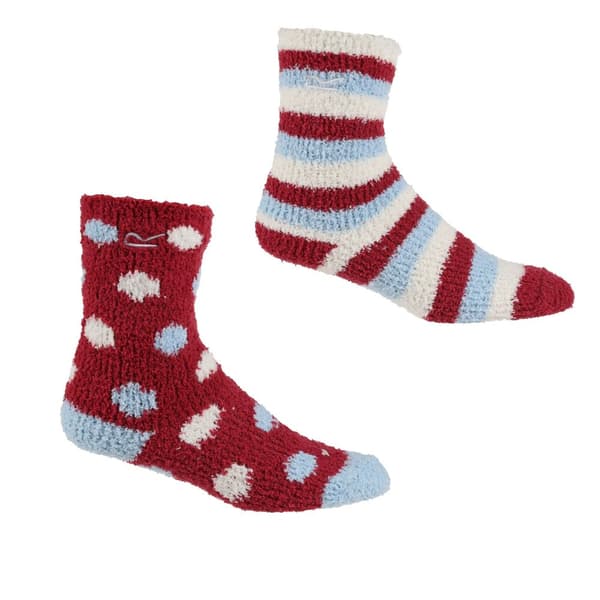 Regatta Childrens/Kids Cosy Boot Socks Set (Pack of 2) Cherry Pink/Light Blue/White 10 UK Child-12 UK Child