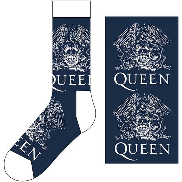 Queen Unisex Ankle Socks: White Crests (UK Size 7 - 11)