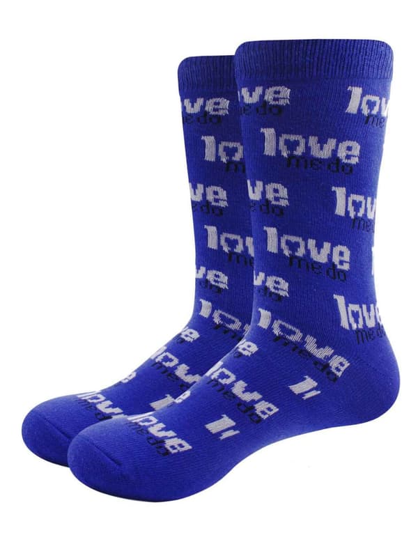 The Beatles Love Me Do Repeat Logo Official Unisex Blue Socks UK Size 7-11 UK Size 7-11