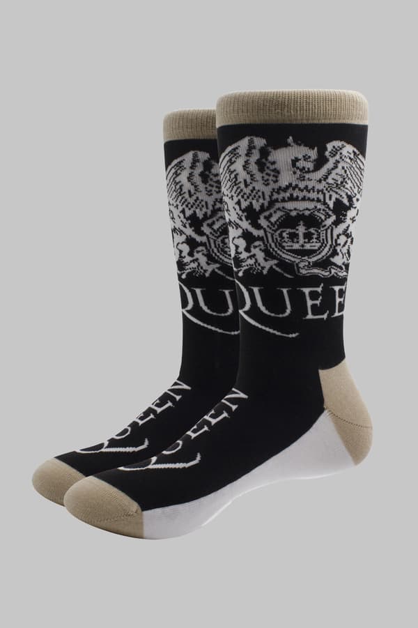 Queen Socks Crest and Band Logo Official Unisex Black (UK Size 7 - 11) UK Size 7-11