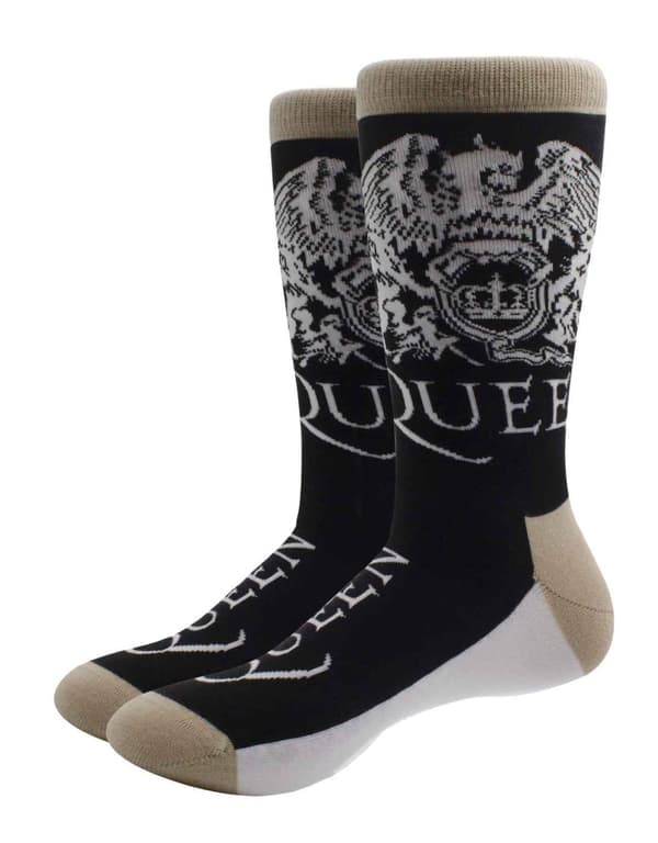 Queen Socks Crest and Band Logo Official Unisex Black (UK Size 7 - 11) UK Size 7-11