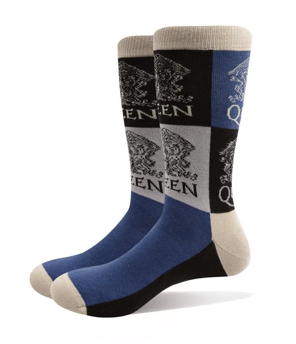 Queen Socks Crest Blocks Band Logo Official Unisex Navy Blue (UK Size 7-11) UK Size 7-11