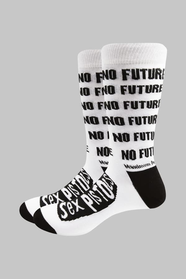 Sex Pistols Socks No Future Band Logo Official Unisex White (UK Size 7 - 11) UK Size 7-11