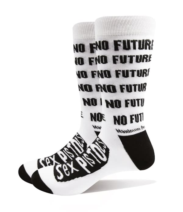 Sex Pistols Socks No Future Band Logo Official Unisex White (UK Size 7 - 11) UK Size 7-11