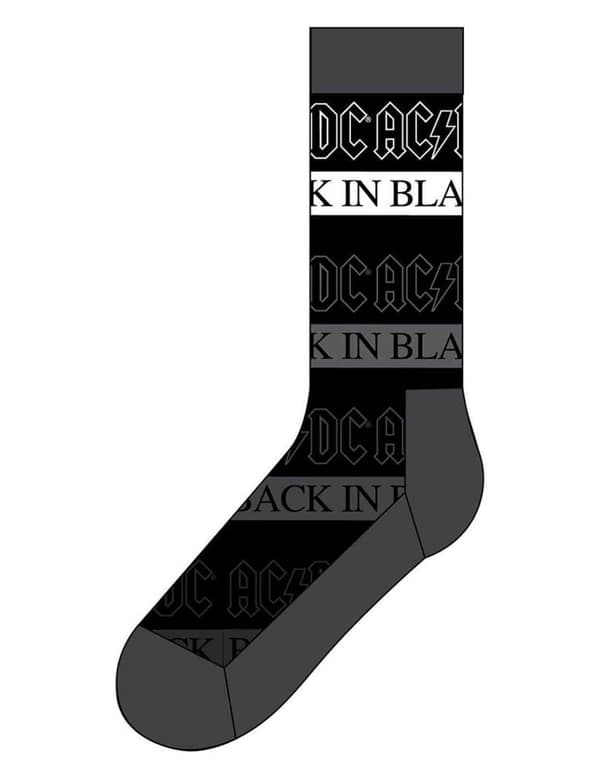 AC/DC Socks Back In Black Band Logo Official Mens Black (UK Size 7 - 11) One Size