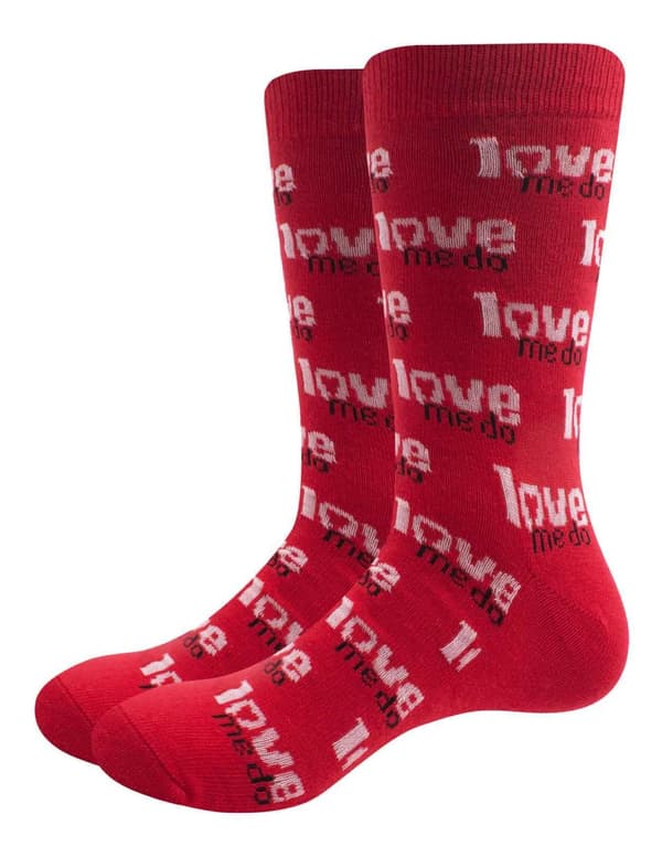 The Beatles Love Me Do Repeat Logo Official Womens Red Socks (UK Size 4-7) UK Size 4-7