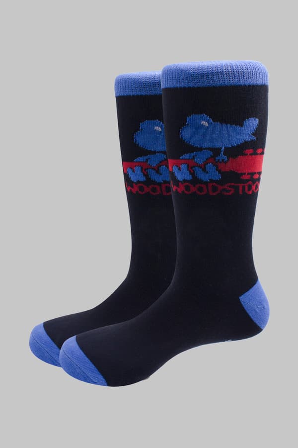 Woodstock Unisex Socks Peace Dove Logo Official UK Size 7-11 Black UK Size 7-11
