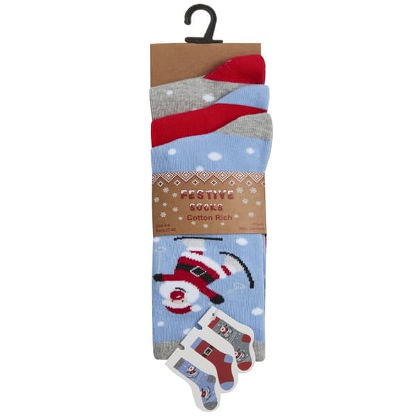 Womens/Ladies Cotton Rich Festive Socks (3 Pairs)
