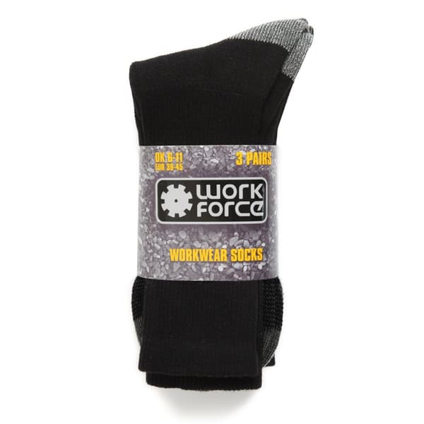 Work Force XL Heavy Duty Safety Boot Socks (Pack Of 3 Pairs) Black 12-14 UK