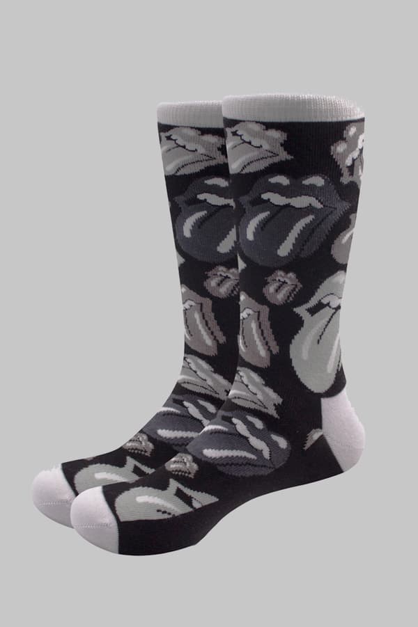 Rolling Stones Socks Classic Tongue Official Unisex Black (UK SIZE 7.5 - 11.5) UK Size 7-11