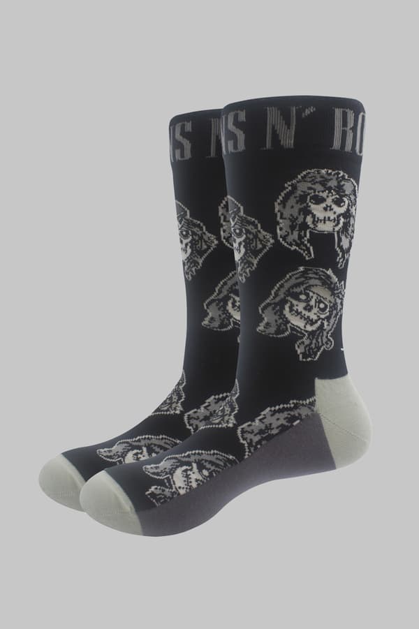 Guns N' Roses Socks Skulls Monochrome Official Unisex Black UK Size 7 - 11 One size