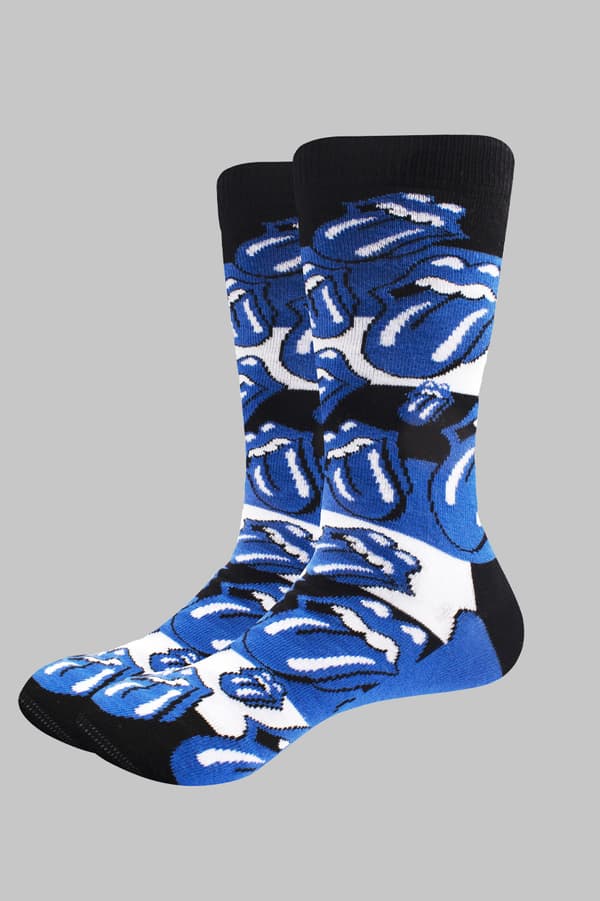 The Rolling Stones Socks Blue Tongues Official Unisex Blue UK Size 7 - 11 UK Size 7-11