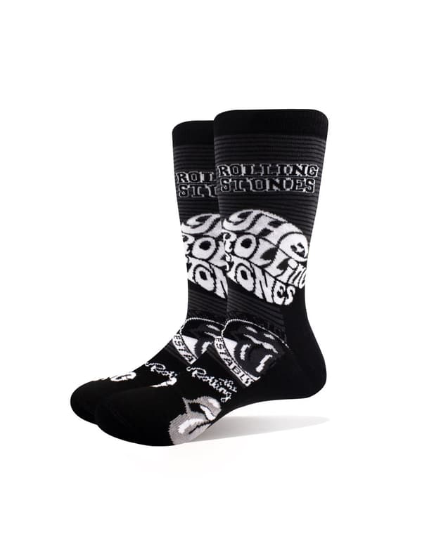 The Rolling Stones Socks Mono Band Logos Official Unisex Black UK Size 7-11 Taglia unica