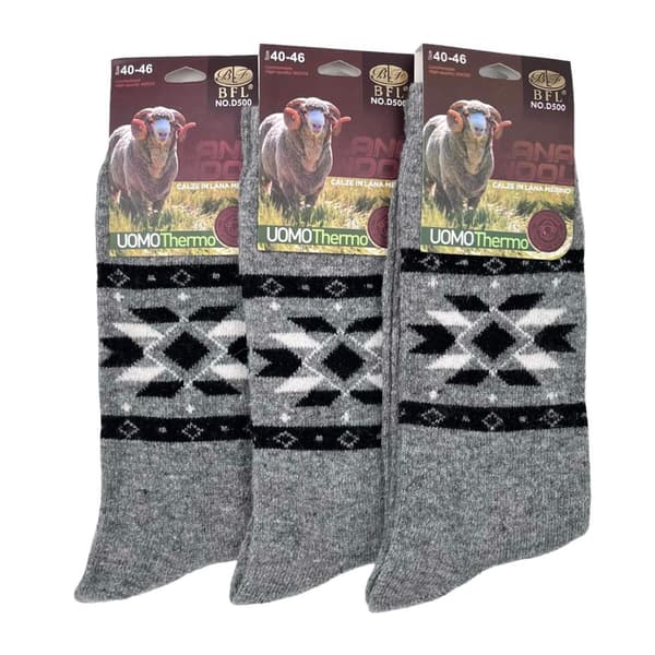 Ullstrumpa 3 pack, HERR 40-46, grå