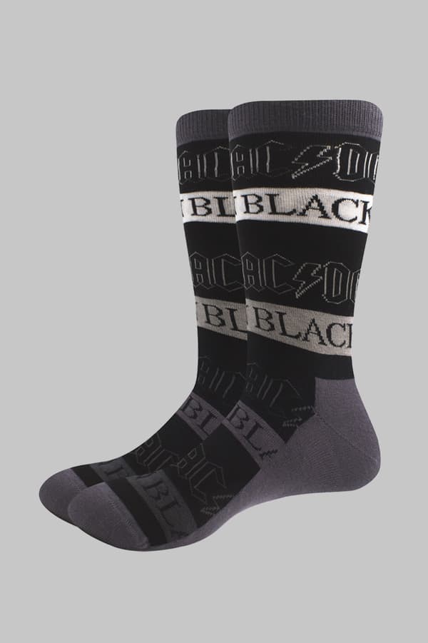 AC/DC Socks Back In Black Band Logo Official Unisex Black (UK Size 7 - 11) UK Size 7-11