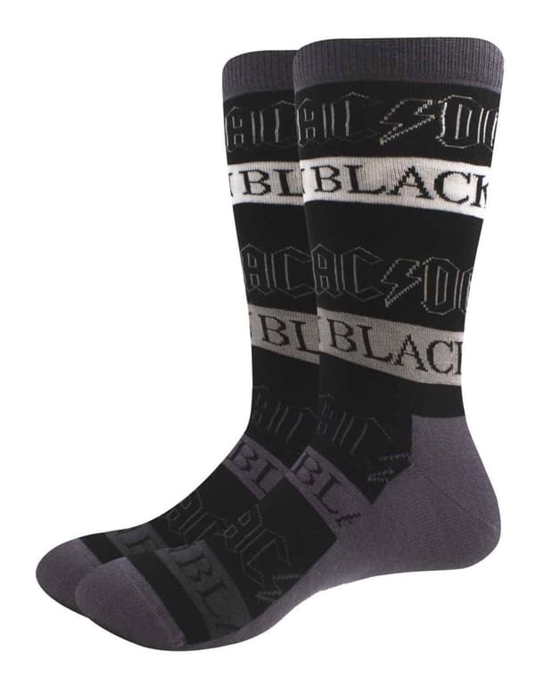 AC/DC Socks Back In Black Band Logo Official Unisex Black (UK Size 7 - 11) UK Size 7-11