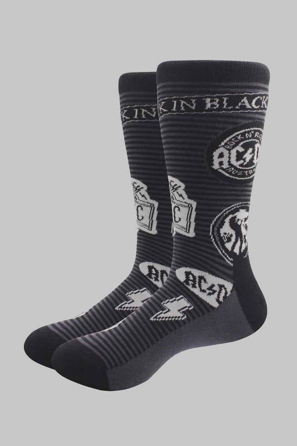 AC/DC Socks Icons Band Logo Official Unisex Black (UK Size 7 - 11) UK Size 7-11