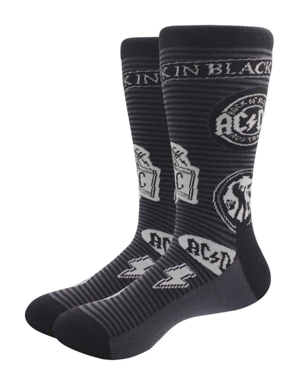 AC/DC Socks Icons Band Logo Official Unisex Black (UK Size 7 - 11) UK Size 7-11