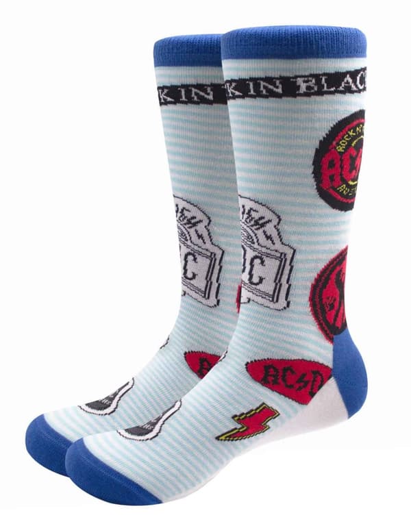 AC/DC Socks Icons Band Logo Official Unisex Blue (UK Size 7 - 11) UK Size 7-11