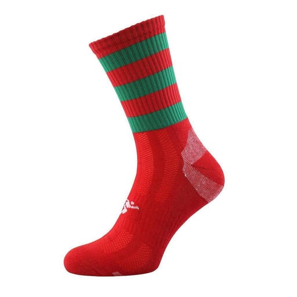 Precision Barn/Kids Pro Hooped Socks Red/Green 8 UK Child-11 UK Child