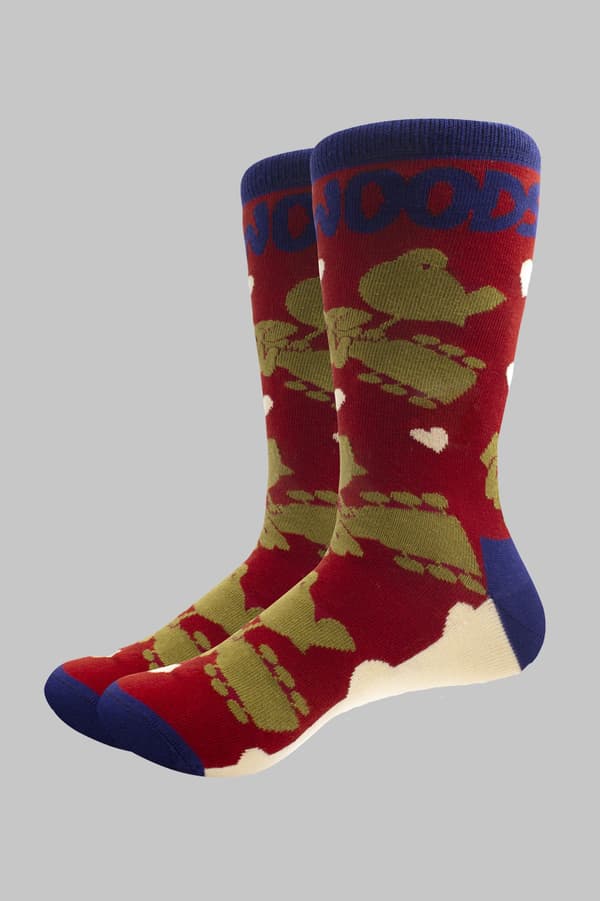 Woodstock Ankle Socks Birds and Hearts Official Unisex Red (UK SIZE 7 - 11) UK Size 7-11