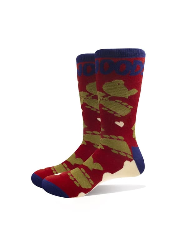 Woodstock Ankle Socks Birds and Hearts Official Unisex Red (UK SIZE 7 - 11) UK Size 7-11