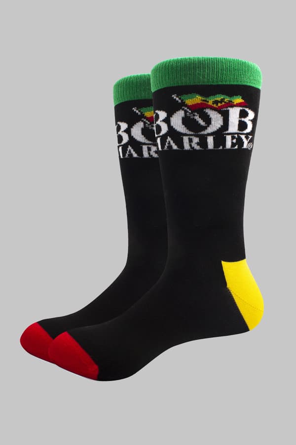 Bob Marley Unisex Socks Rasta Flag Logo Official UK Size 7-11 Black UK Size 7-11