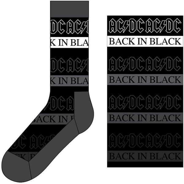 AC/DC Unisex Ankle Socks: Back In Black (UK Size 7 - 11)