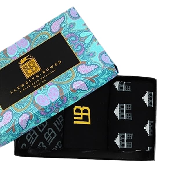 Laurence Llewelyn-Bowen Mens Monoglam Socks (Pack of 3) Black/Brown/Grey M