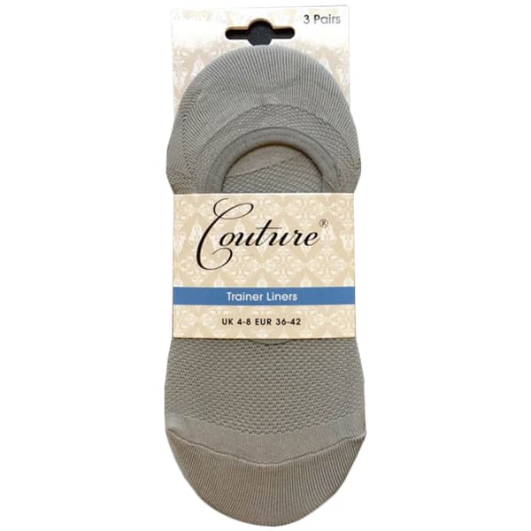 Couture Womens/Ladies Trainer Socks (Pack of 3) Black/Grey/White One Size