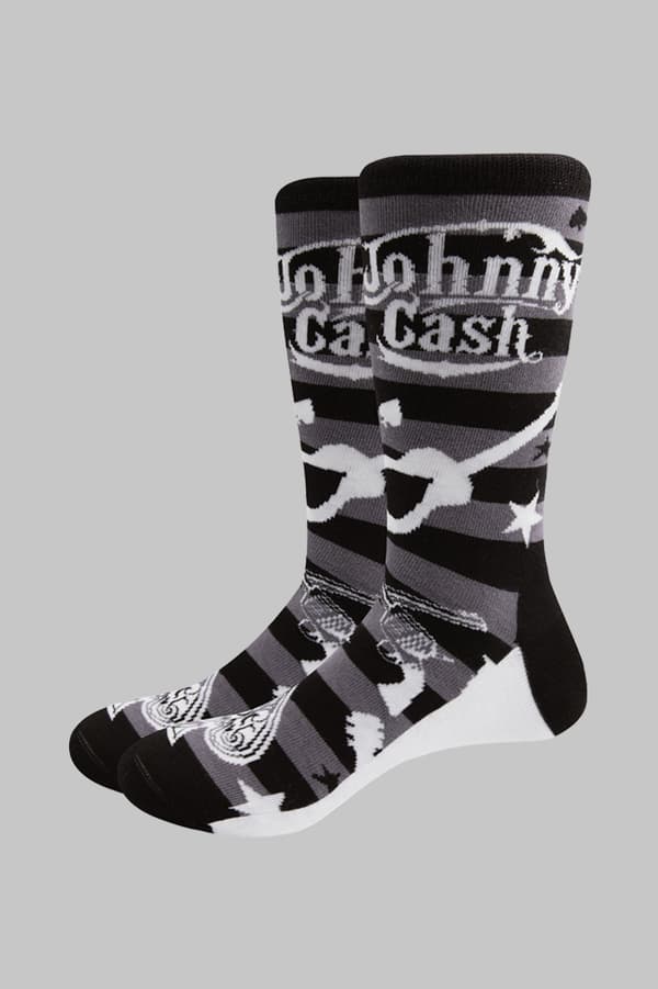 Johnny Cash Socks Guitars N Guns Logo Official Unisex Black (UK SIZE 7-11) UK Size 7-11