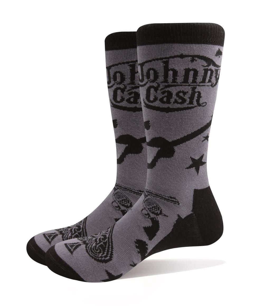 Johnny Cash Socks Guitars N Guns Logo Official Mens Charcoal (UK SIZE 7-11) UK Size 7-11