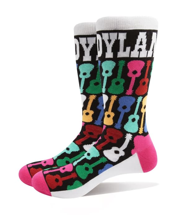 Bob Dylan Socks Guitar Pattern Logo Official Unisex Black (UK SIZE 7-11) UK Size 7-11