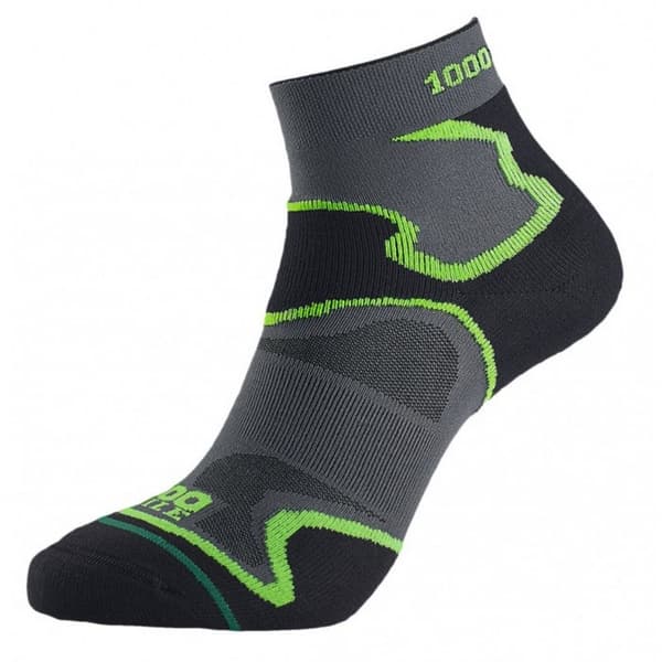 1000 Mile Womens/Ladies Fusion Ankle Socks Black/Green 3 UK-5 UK