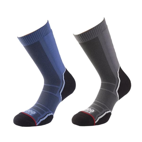 1000 Mile Womens/Ladies Trek Socks (Pack of 2) Navy/Grey/Black 12 UK-14 UK