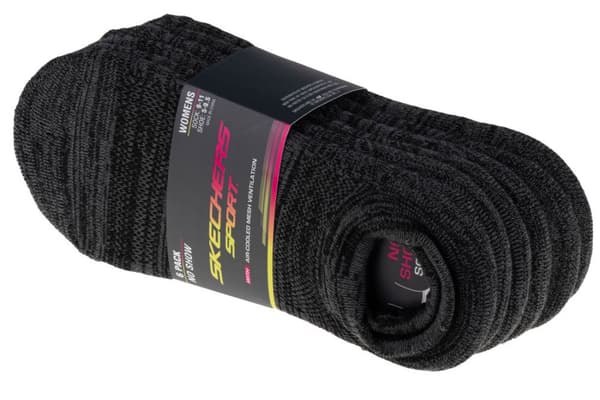 Skechers 6pk Womens 1/2 Terry Socks S113157-GRY, Kvinde, Sokker, Grå Grey 36-40