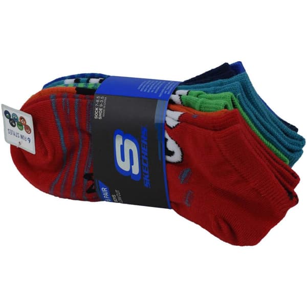 Skechers 6pk Boys Non Terry Low Cut Socks S115172-RDMT, för Pojke, Strumpor, Flerfärgad Multicolour 31-34