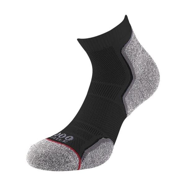 1000 Mile Womens/Ladies Recycled Ankle Socks (Pack of 2) Black/Grey S