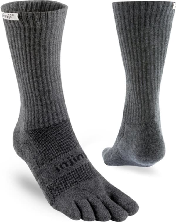 INJINJI TRAIL MIDWEIGHT CREW HIGH Granite, tåstrumpor vandring