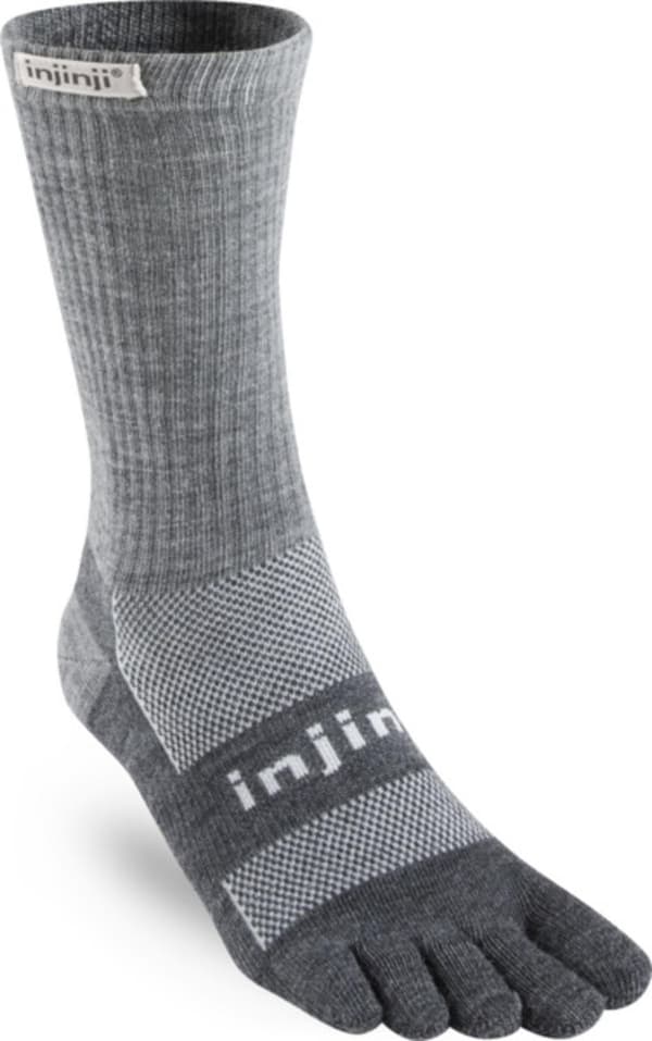 INJINJI OUTDOOR MIDWEIGHT CREW Grey/Dark Grey, tåstrumpor ull outdoor