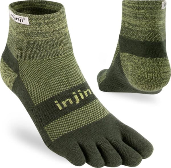 INJINJI TRAIL MIDWEIGHT CREW MID Green/Dark Green, tåstrumpor vandring Small (36-40.5)