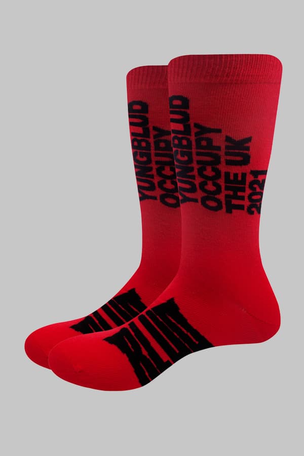 Yungblud Socks Occupy The UK Official Unisex Red Ankle (UK SIZE 7 - 11) UK Size 7-11